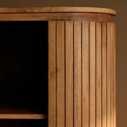 Bibliothèque haute bois rainuré avec rangement CALERO