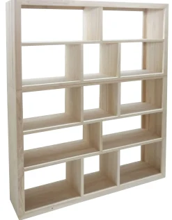 Bibliothèque Hévéa 13 niches en 2 parties 35x150x180cm HELENA