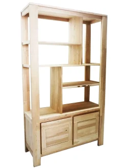 Bibliothèque Hévéa 2 portes, 6 niches 110x40x190cm OLGA