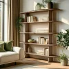 Bibliothèque linéaire 5 étagères en bois de mindi ARCUS