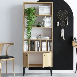 Bibliothèque moderne effet bois clair - séparateurs livres JENA