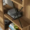 Bibliothèque moderne effet noyer à croisillons noirs JENA