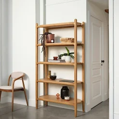 Bibliothèque moderne en chêne clair, 5 plateaux DERBY