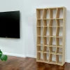 Bibliothèque ouverte Hévéa 24 niches effet ZigZag 100x30x190cm BALTIC