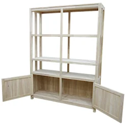 Bibliothèque ouverte Hévéa 2 portes, 3 étages 140x40x188,5cm GALA