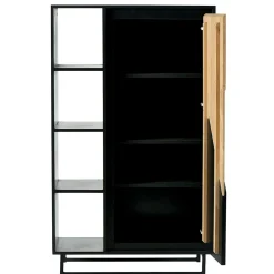 Bibliothèque 1 porte bois noir et blanc ANINA