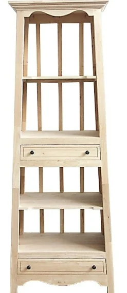 Bibliothèque Pyramide Hévéa 2 tiroirs, 4 niches, arrière ajouré 70x44x190cm MAORI