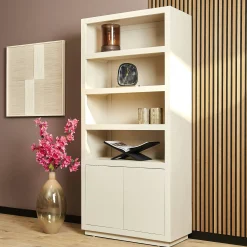 Bibliothèque salon bois sable MONTARO