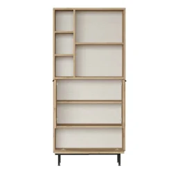 Bibliothèque salon 3 portes 2 étagères décor bois JENA