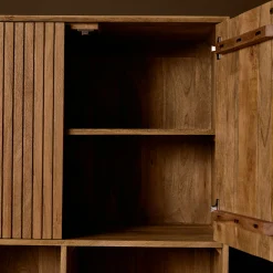 Bibliothèque étagère bois 4 portes rainurées CORTINA