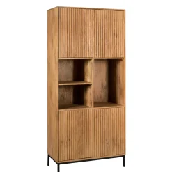 Bibliothèque étagère bois 4 portes rainurées CORTINA