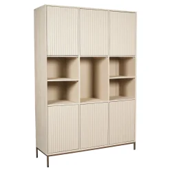 Bibliothèque étagère bois sable 6 portes rainurées CORTINA