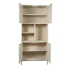 Bibliothèque étagère bois sable 4 portes rainurées CORTINA