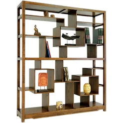 Bibliothèque étagère destructurée hévéa 160x190cm MAORI