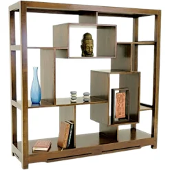 Bibliothèque étagère destructurée hévéa 130x130cm MAORI