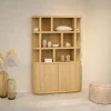 Bibliothèque étagère en chêne clair 2 portes LOREN