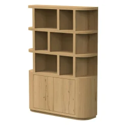 Bibliothèque étagère en chêne clair 2 portes LOREN