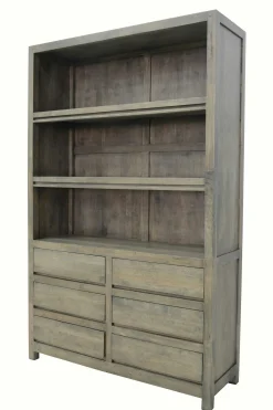 Bibliothèque 6 tiroirs hévéa 120x190cm OLGA