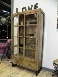 Bibliothèque vitrine bois recyclé BRISBANE