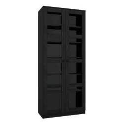 Bibliothèque vitrine noire, 6 étagères réglables SALTA