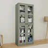 Bibliothèque vitrine vert sauge, 6 étagères réglables SALTA