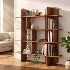 Bibliothèque 160x160cm en bois de teck recyclé SWING