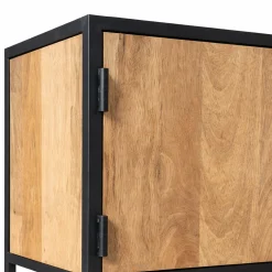 Bibliothèque XXL 4 portes bois clair et métal noir RIVANO