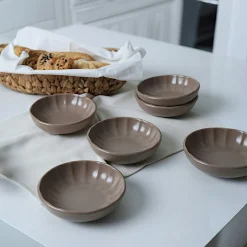Bol apéro brun cendré forme fleur (lot de 6) EFIRA