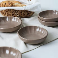 Bol apéro brun cendré forme fleur (lot de 6) EFIRA