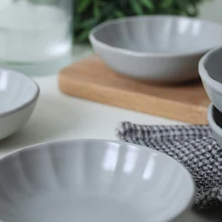 Bol apéro gris forme fleur (lot de 6) EFIRA