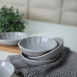 Bol apéro gris forme fleur (lot de 6) EFIRA