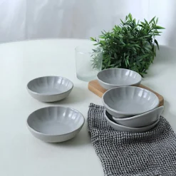 Bol apéro gris forme fleur (lot de 6) EFIRA