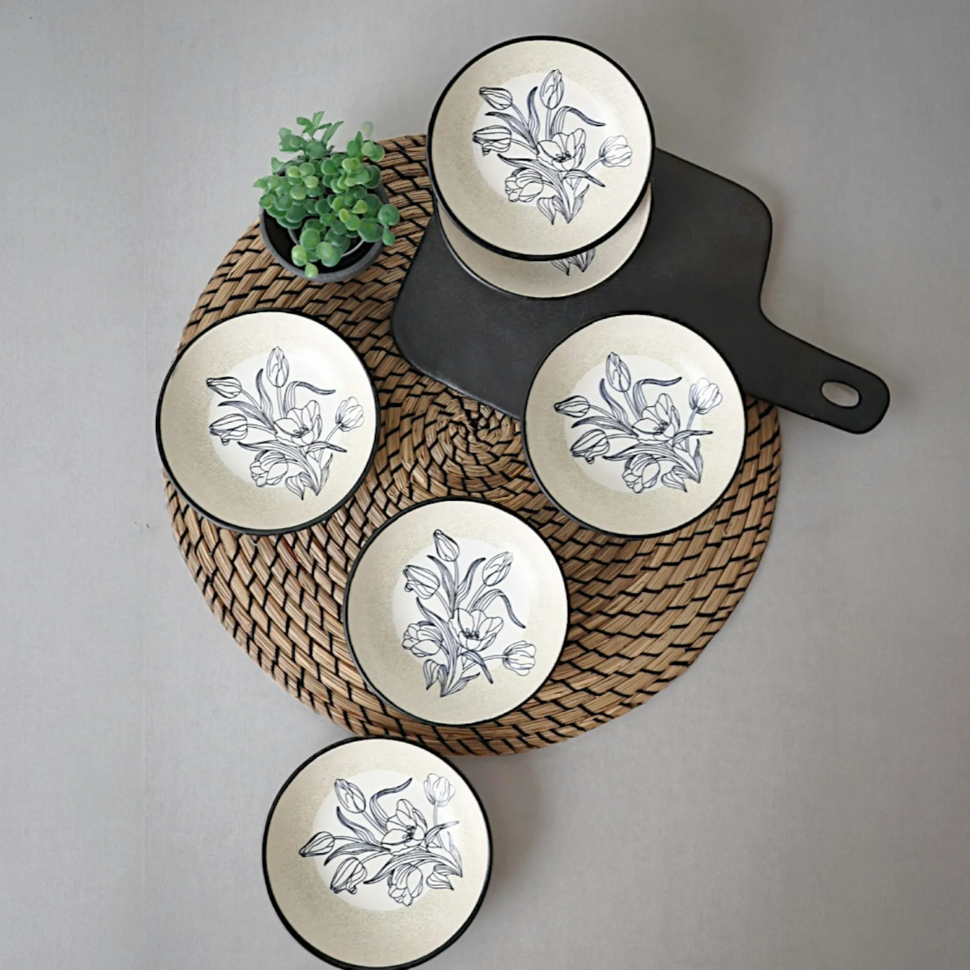 Bol apéro motif fleurs bleues (lot de 6) EFIRA