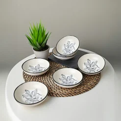 Bol apéro motif fleurs bleues (lot de 6) EFIRA