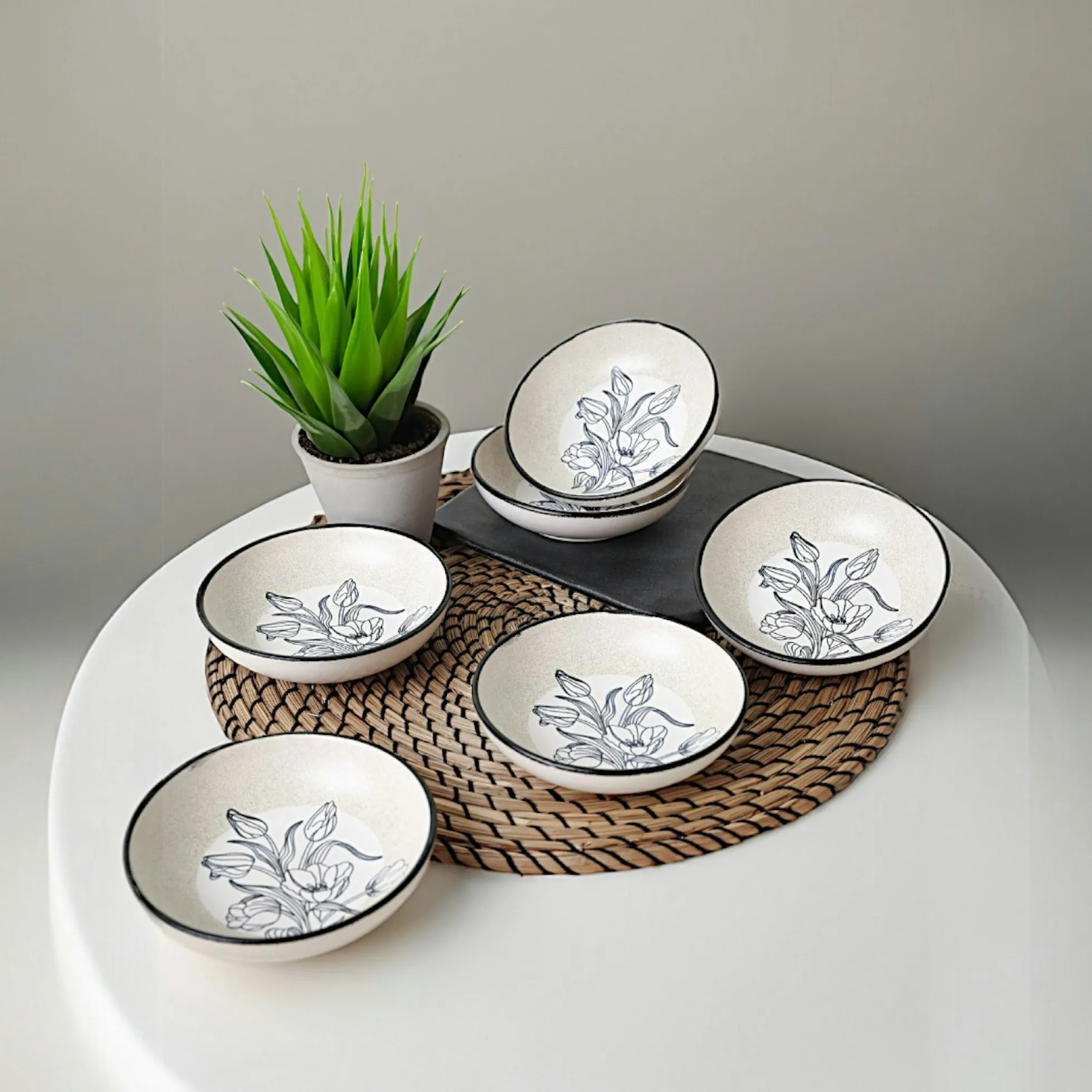 Bol apéro motif fleurs bleues (lot de 6) EFIRA