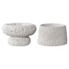 Bougeoir déco en ciment (lot de 2) - gris, formes coupelles basses