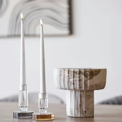 Bougeoir décoratif en verre (1 gris, 1 ambre)