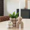 Bougeoir design arche en céramique marron