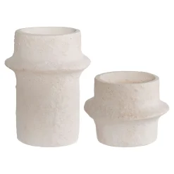 Bougeoir en ciment brut (lot de 2) - design organique, 2 hauteurs