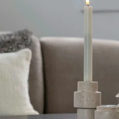 Bougeoir en travertin naturel - forme totem moderne et minimaliste