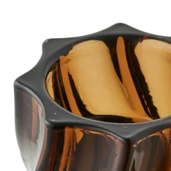 Bougeoir en verre brun strié (lot de 2)