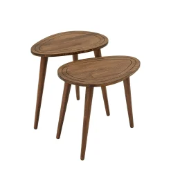 Bout de canapé bois brun - tronc d'arbre (lot de 2) TENA
