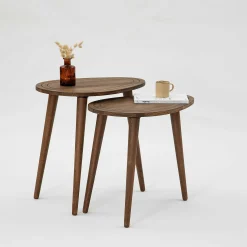 Bout de canapé bois brun - tronc d'arbre (lot de 2) TENA