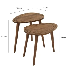 Bout de canapé bois brun - tronc d'arbre (lot de 2) TENA