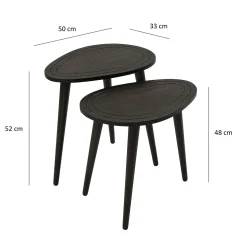 Bout de canapé bois gris foncé - tronc d'arbre (lot de 2) TENA