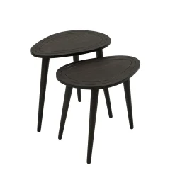 Bout de canapé bois gris foncé - tronc d'arbre (lot de 2) TENA