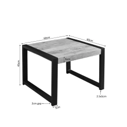 Bout de canapé carré bois clair métal noir MILORA