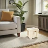Bout de canapé chevet vitré hévéa 50x50cm HELENA