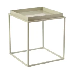 Bout de canapé cube blanc cassé – plateau mobile SFAX