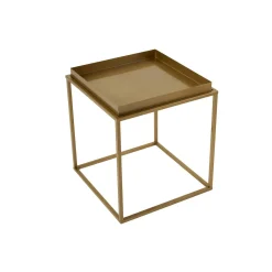 Bout de canapé cube doré – plateau mobile, style design SFAX